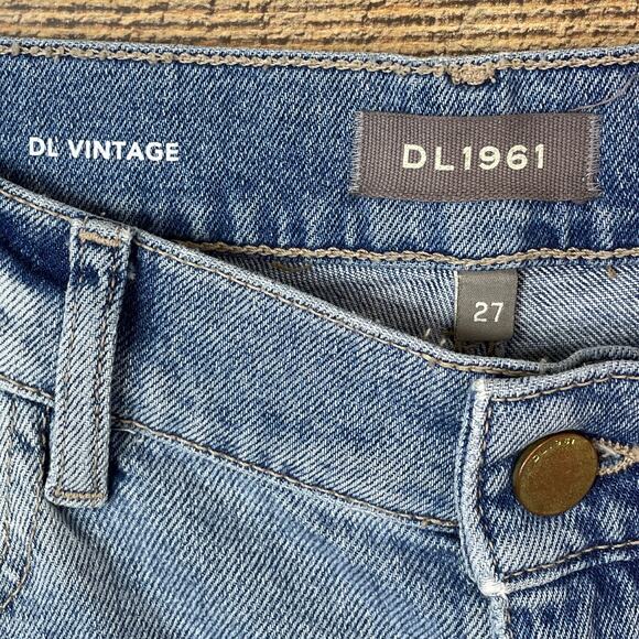DL1961 Patti Straight High Rise Vintage Jeans Raw Hem Blue Reef Raw Size 27 - Picture 6 of 12